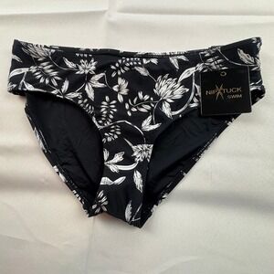 NipTuck Swimsuit Bottom Floral‎ Black White Sz 10 NEW Beach Resort Wear Vacation